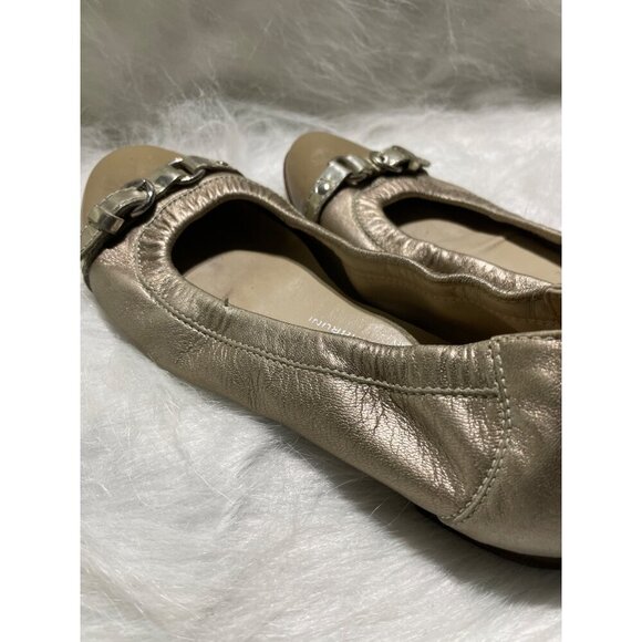 AGL Womens Metallic Leather Ballet Flats With Buckle Detail Size35.5/5 - Picture 6 of 9